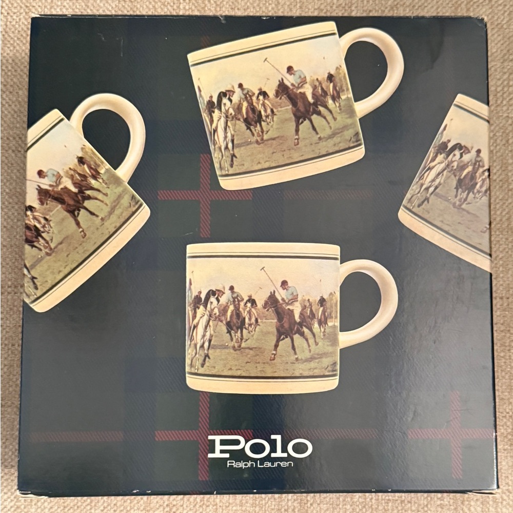 Ralph Lauren Polo Equestrian Mug Set - Cream and Brown